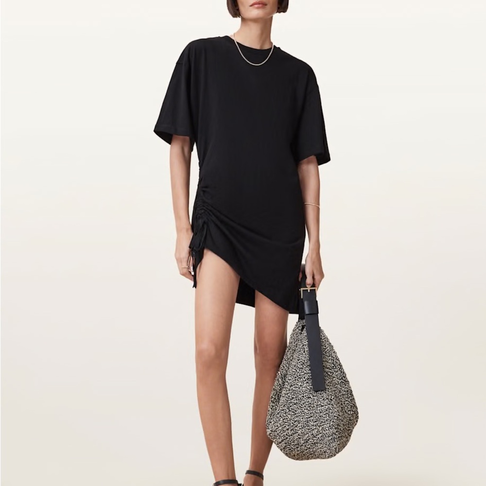All Saints Naenia Drawcord Mini T-Shirt Dress